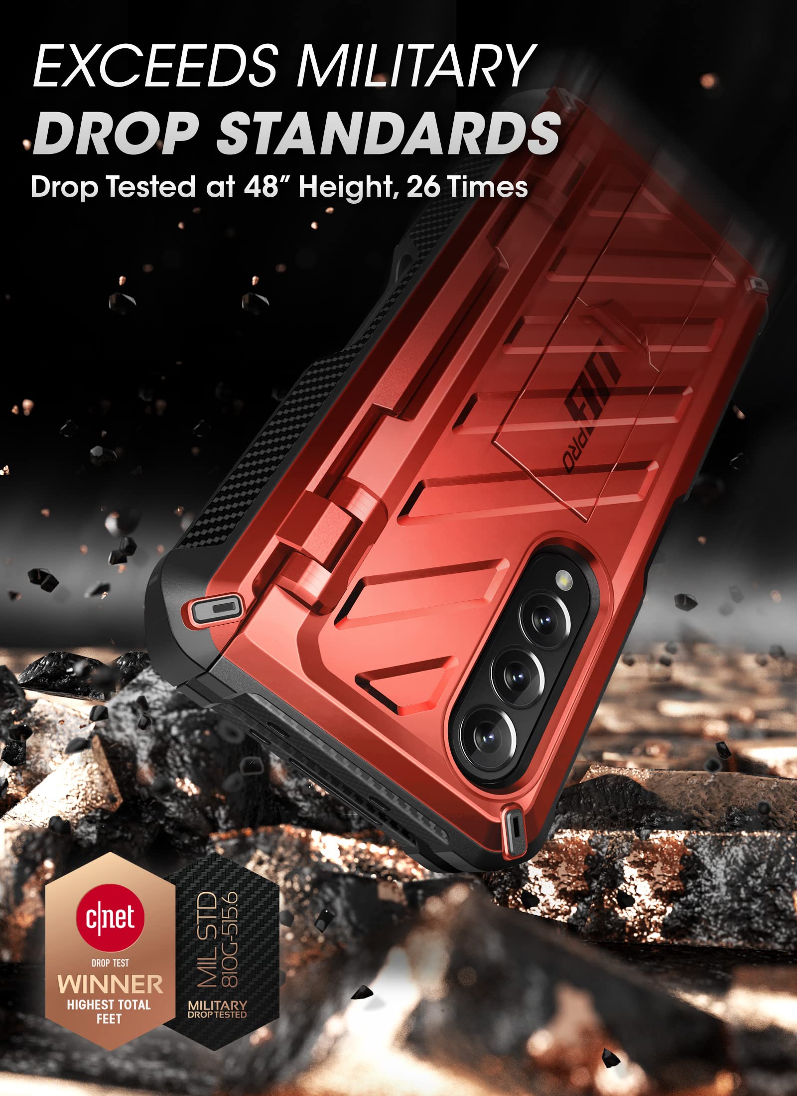 SUPCASE Unicorn Beetle Pro Case for Samsung Galaxy Z Fold 3 with S Pen Holder - Military Grade Protection, Built-in Screen Protector & Kickstand | Heavy Duty Protective Phone Cover for Work, Travel & Outdoor Activities
