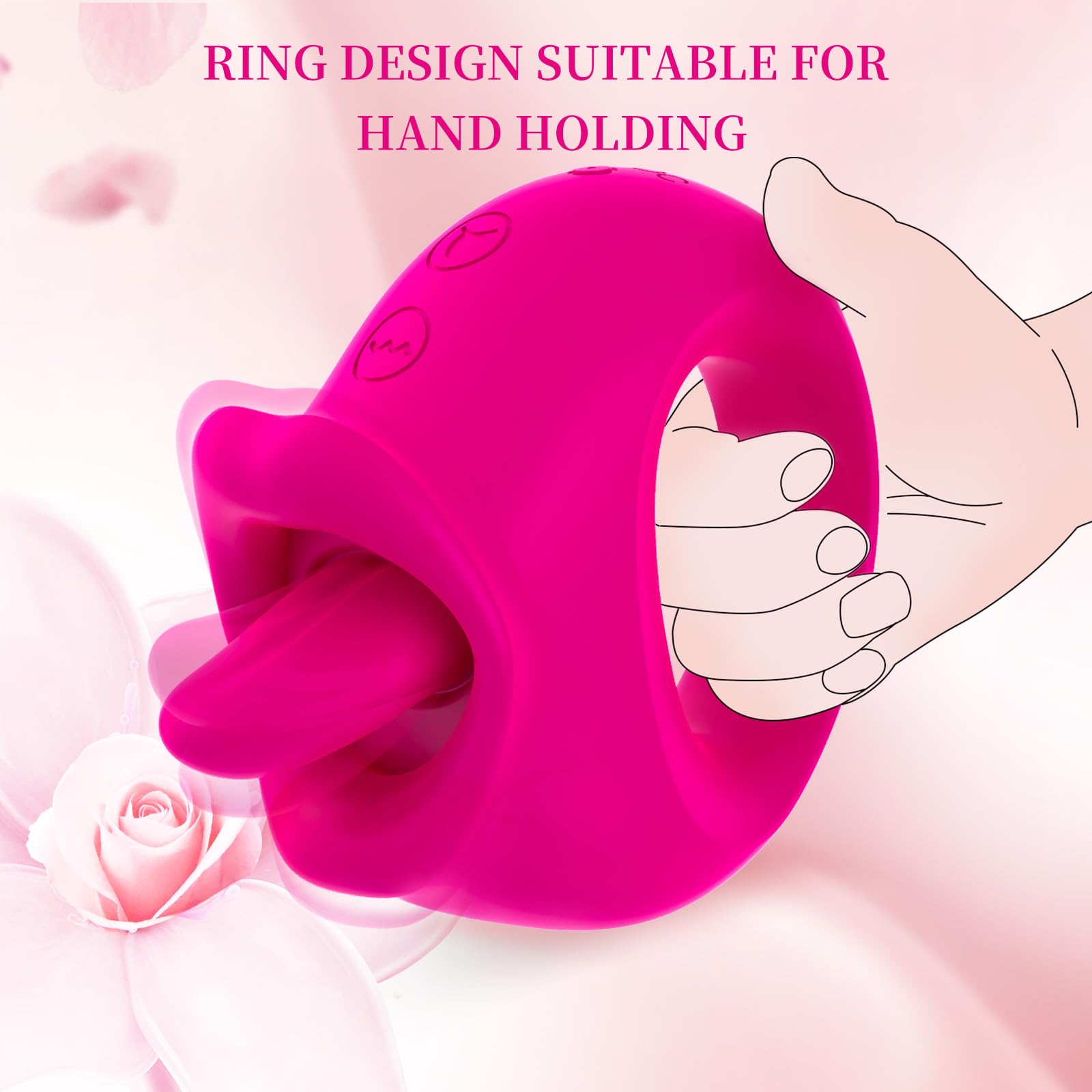 Premium Rose Clitoral Stimulator for Women - 10 Vibration Modes & 2-in-1 Tongue Licking Function | Adult Sex Toy for Couples & Solo Play | Discreet Gift for Her | Bedroom Accessories & Romantic Nights (Rose Red)