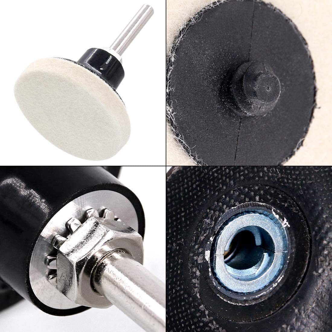 30Pcs 2 Inch Wool Quick Change Buffing Pads with 1/4
