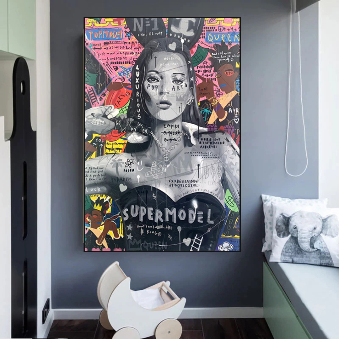 Banksy Kate Moss Graffiti Canvas Wall Art Print - Urban Street Art Decor for Living Room, Bedroom & Office