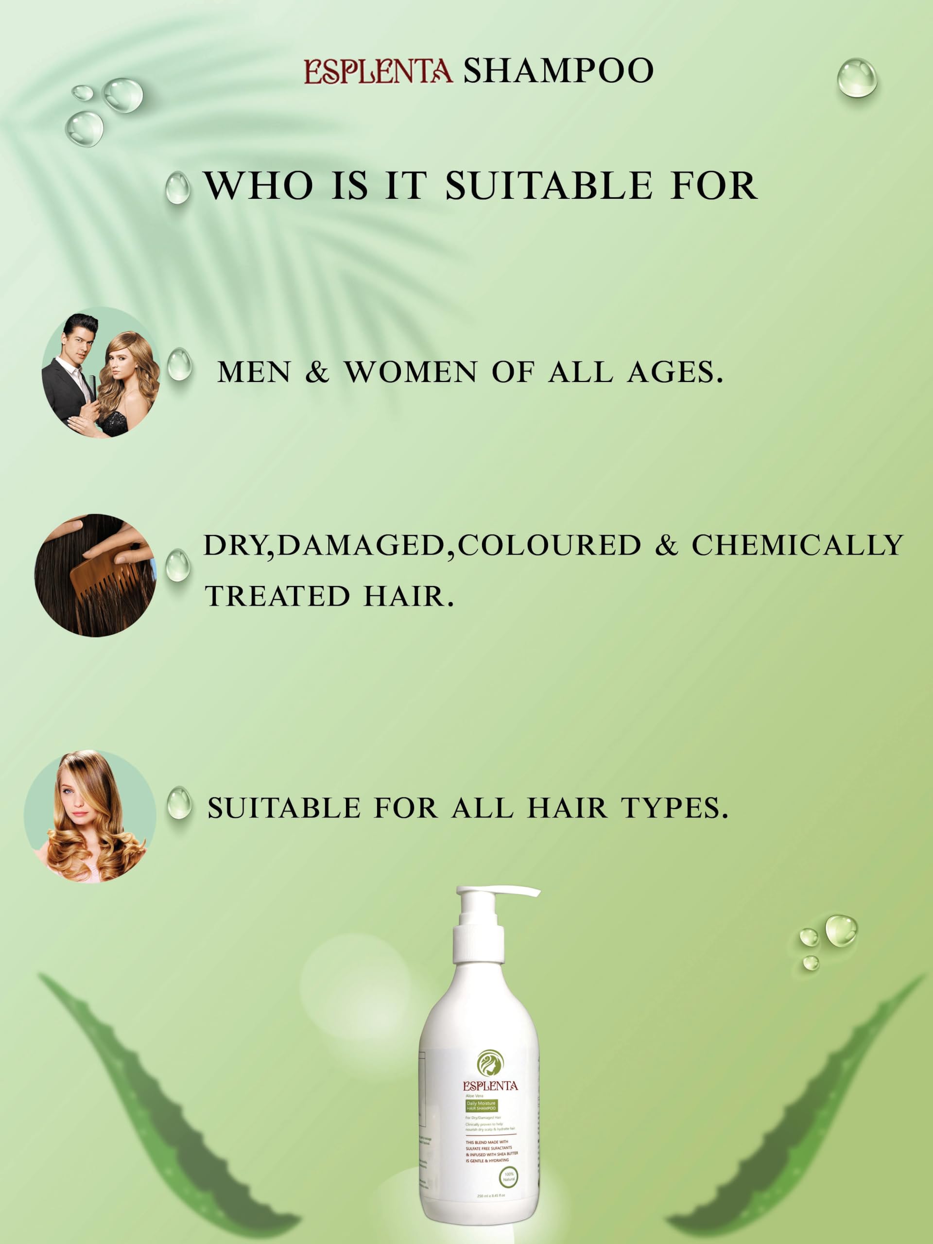 ESPLENTA Aloe Vera Moisturizing Shampoo & Hair Mask Set (250ml x 2) - Strengthens & Nourishes All Hair Types for Men & Women - Perfect for Dry, Damaged Hair Care & Scalp Hydration