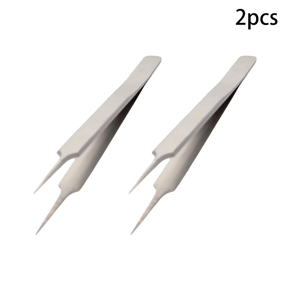 Precision Steel Tweezers Set - Anti-Static, Non-Magnetic Stainless Steel Pointer Tip Tweezers for Electronics, Jewelry Making, Lab Work & Detailed Crafts (2-Pack, Transparent Packaging) - Perfect for Watch Repair, PCB Assembly & DIY Projects