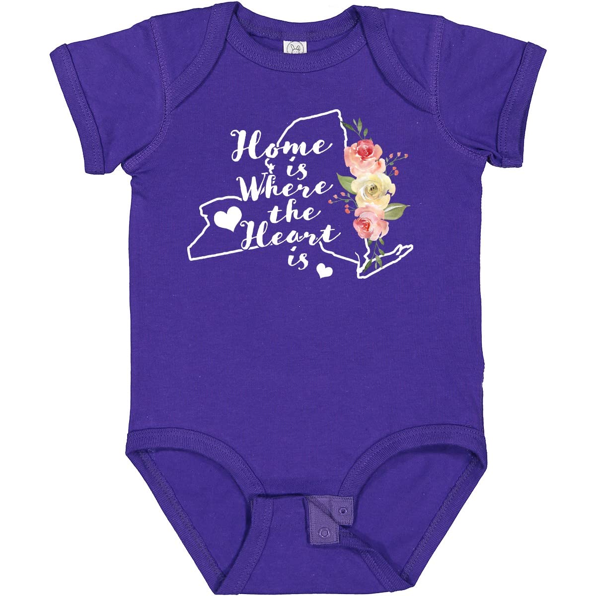 Inktastic New York Home is Where The Heart is Watercolor Baby Bodysuit - Soft Cotton Onesie for Newborns & Infants, Perfect for Family Photos, Holidays & Everyday Wear