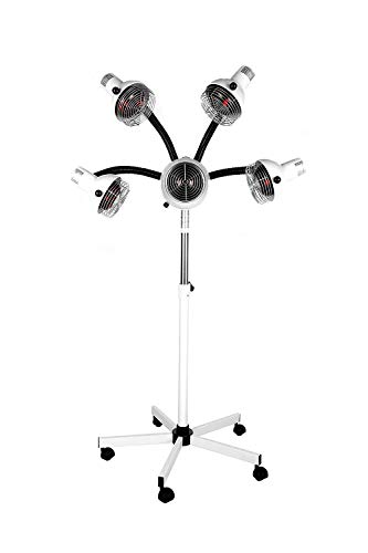 OMWAH Professional 5-Color Infrared Heat Therapy Lamp with Flexible Arms & Rolling Base - Red Light Therapy for Hair Salon, Pain Relief & Skin Care - Perfect for Home Spa, Salon Treatments & Muscle Recovery