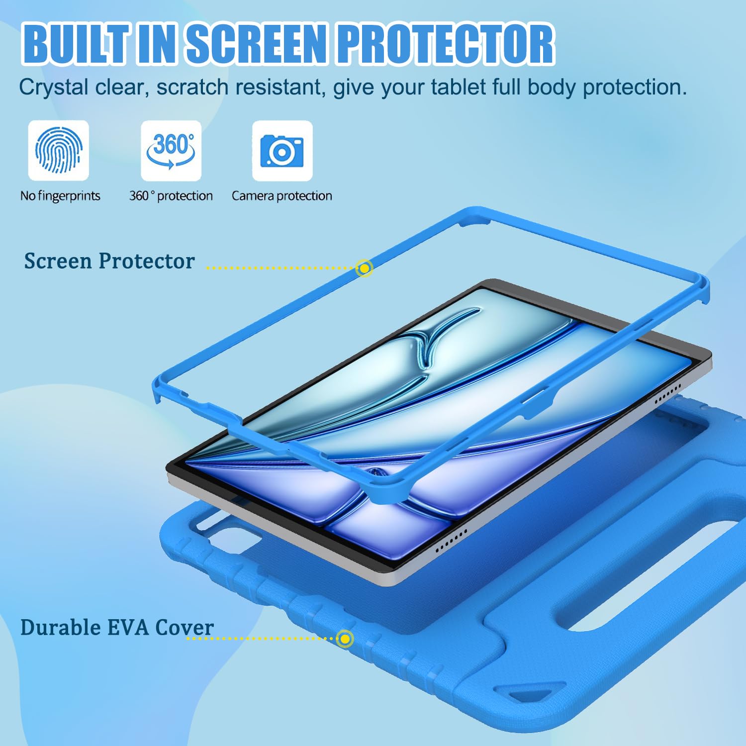 BMOUO Shockproof Kids Case for iPad Air 11-inch M3 (2025) & M2 (2024), iPad Air 5th/4th Gen 10.9