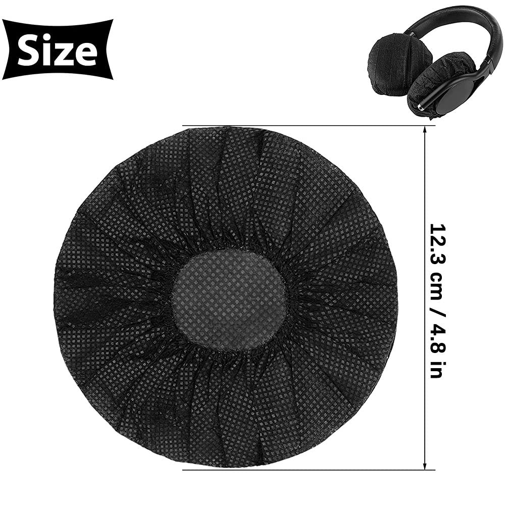 100-Piece Non-Woven Stretchable Earbud Covers & Ear Pad Protectors - Universal Fit for Most Earphones & Gaming Headsets (Black) - Hygienic Protection for Workouts, Travel & Daily Use