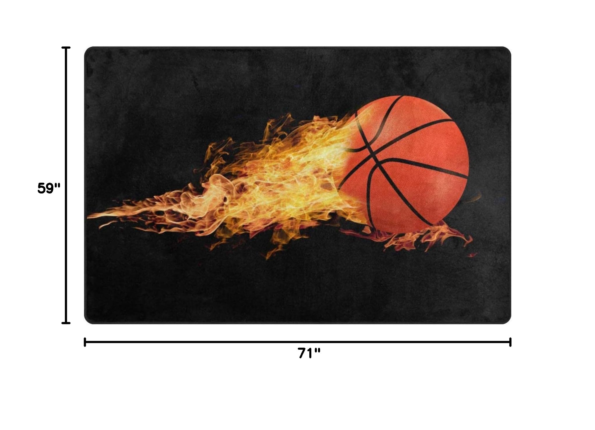 Basketball Court Flame Area Rug - Non-Slip Indoor Floor Carpet for Living Room, Bedroom & Home Decor - 5' x 6' Creative Sports Themed Rug - Perfect for Game Rooms, Man Caves & Basketball Fan Gifts