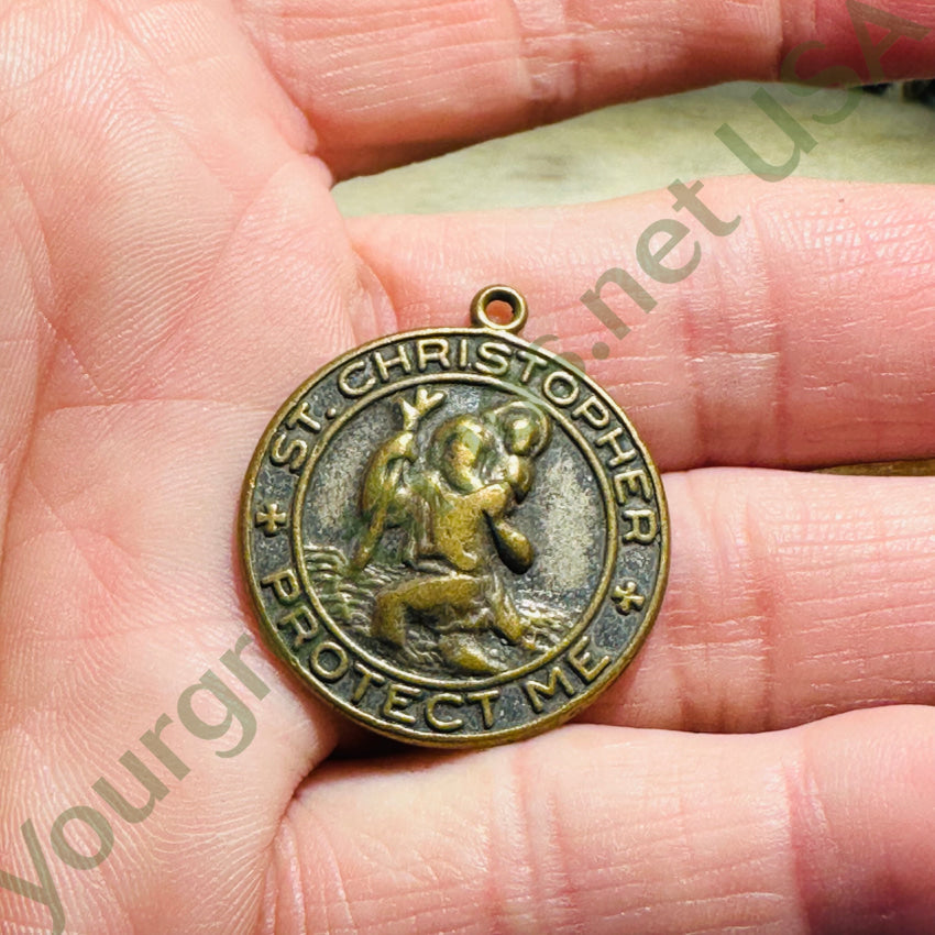 Vintage Brass St. Christopher Pendant Necklace - Timeless Religious Jewelry for Men & Women - Perfect for Travel Protection, Gifts & Everyday Wear