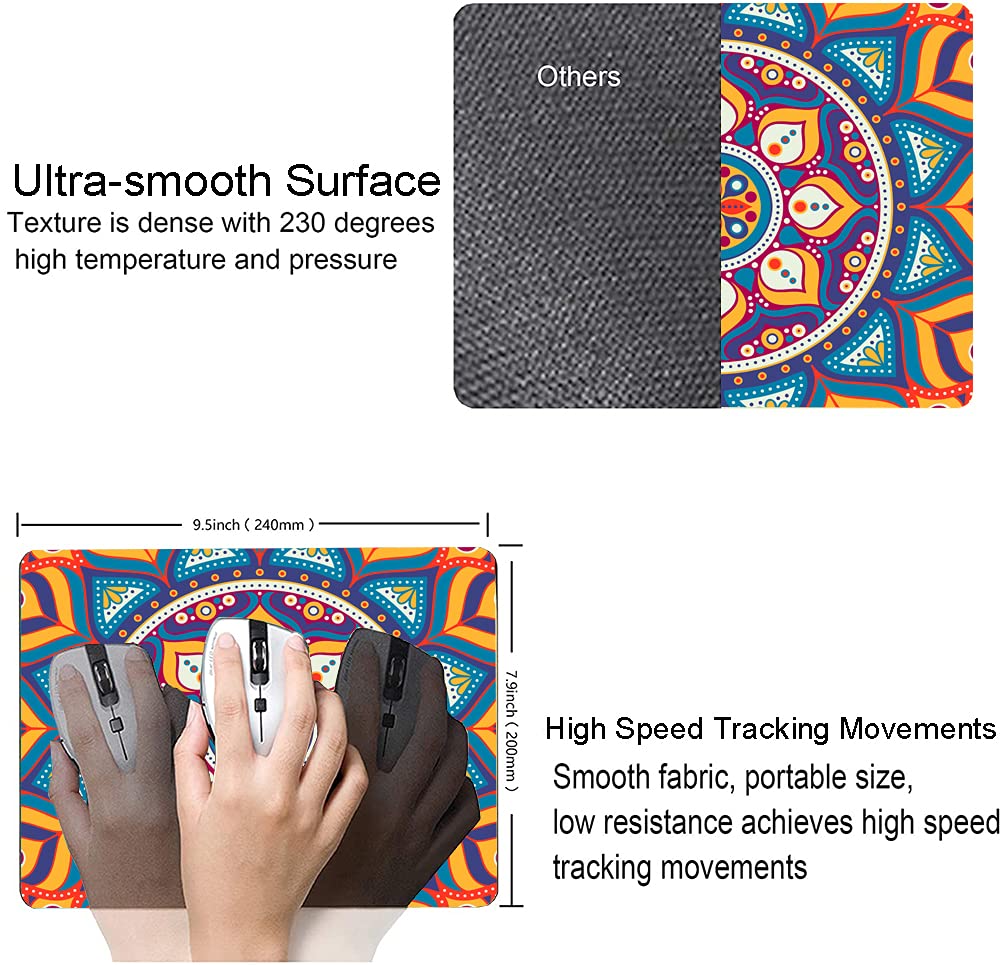 Mandala Flower Mouse Pad - Non-Slip Rubber Base, Waterproof & Customizable Mousepad for Computer & Laptop - Perfect for Office, Gaming & Home Workspace
