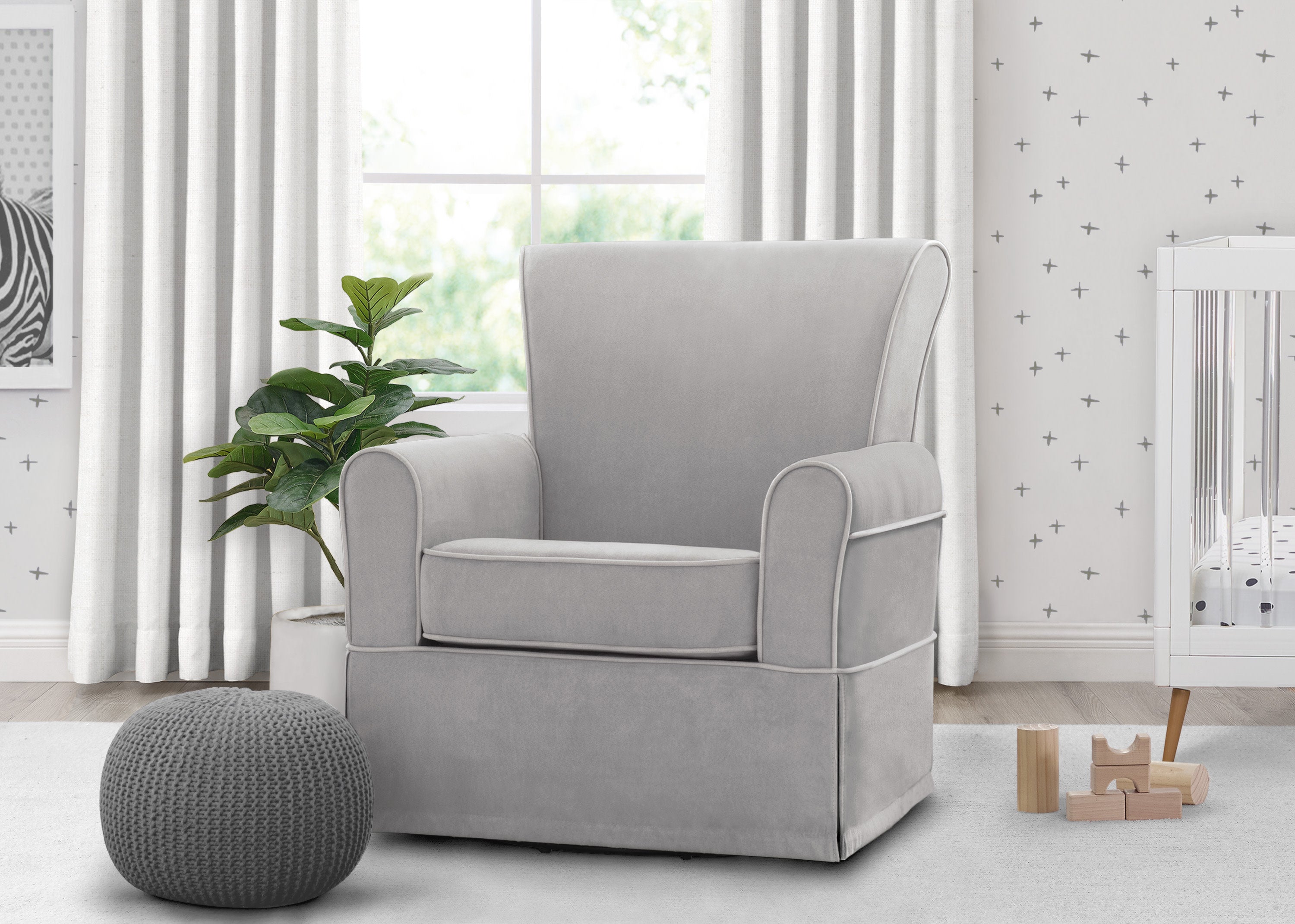 Benbridge Upholstered Glider Recliner Chair - Comfortable Nursery Rocking Chair with Padded Seat and Back Support - Perfect for Baby Nurseries, Living Rooms & Bedrooms