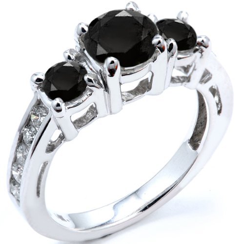 Dazzlingrock 2.55 Carat 14K White Gold Black & White Diamond Engagement Ring for Women - Bridal Wedding Jewelry, Perfect for Proposals, Anniversaries and Special Occasions