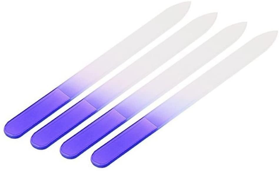 4-Pack Durable Glass Nail Files Set - Crystal Acrylic Nail Buffer & Strengthener for Manicure, Nail Art & Professional Nail Care | Perfect for Home, Salon & Travel Use