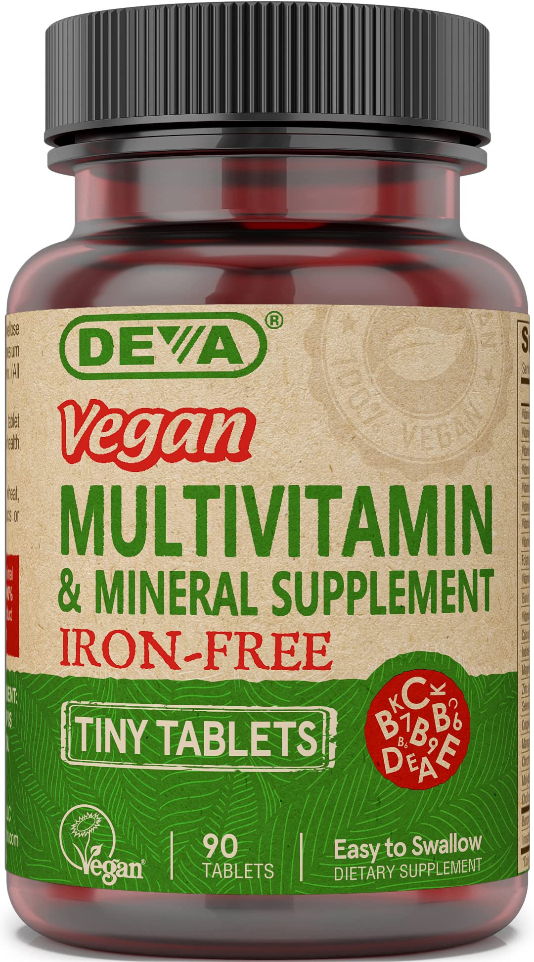 Deva Vegan Multivitamin Tiny Tabs - 90 Count | Plant-Based Supplement for Daily Energy & Immune Support | Perfect for Vegan & Active Lifestyles