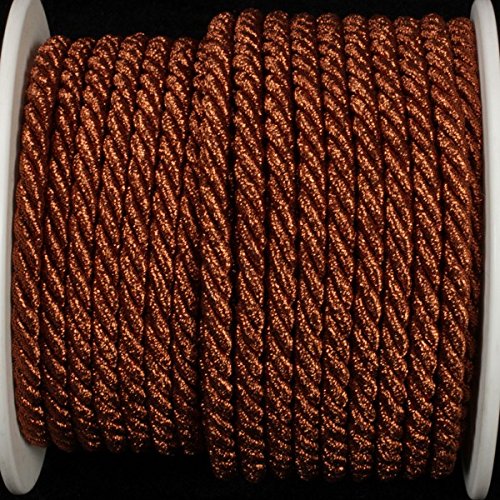 Premium Copper Metalized Braided Cording - 0.25 Inch x 27 Yards for DIY Crafts, Gift Wrapping & Home Decor