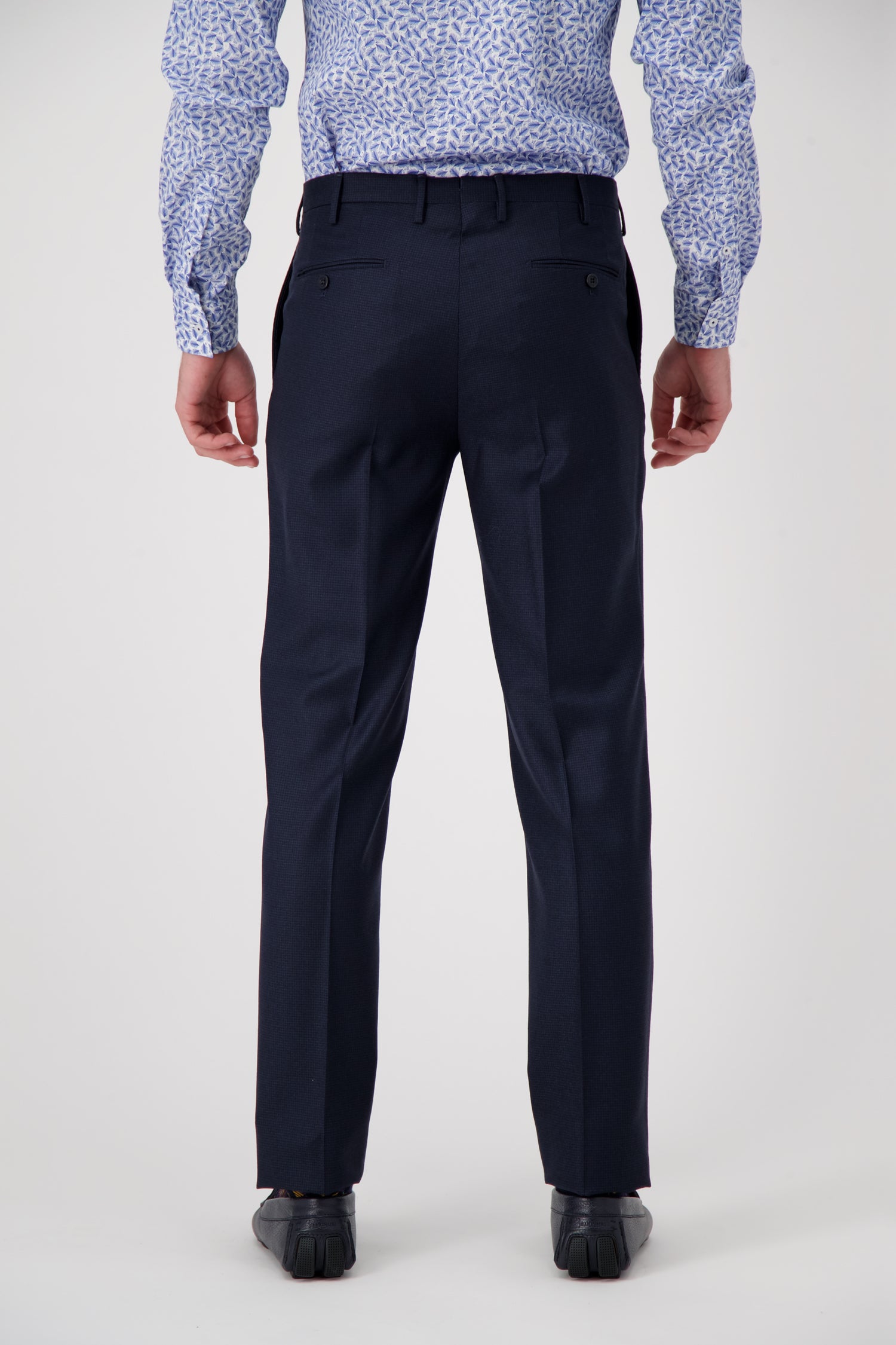 Incotex Navy Pattern Trousers for Men - Premium Cotton Dress Pants for Business & Casual Wear | Office, Travel & Special Occasions