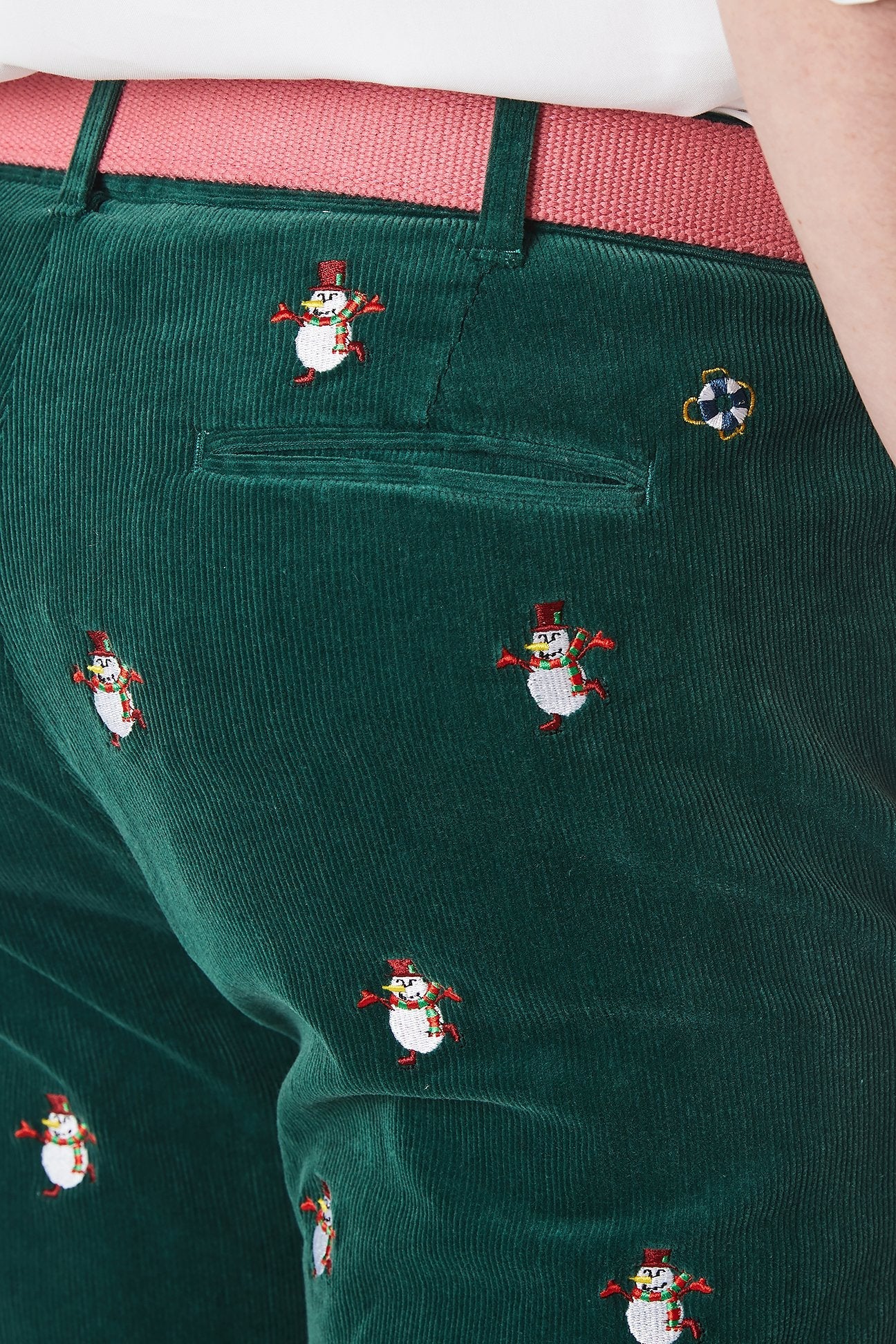 Beachcomber Corduroy Pants for Men - Winter Snowman Skating Design, Comfortable Stretch Fit for Casual Wear & Outdoor Activities