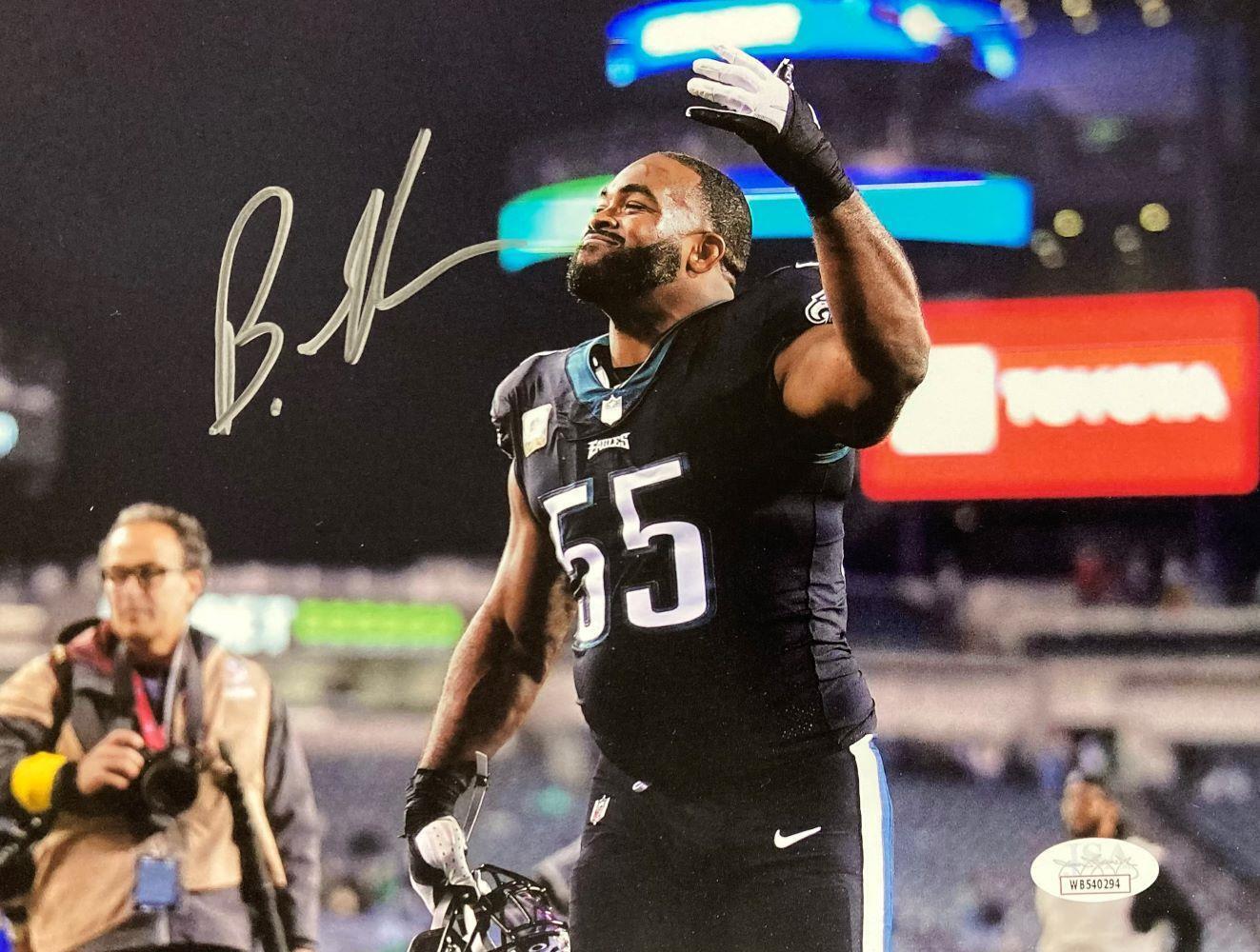 Brandon Graham Autographed 8x10 Philadelphia Eagles Black Jersey Photo with JSA Certificate - Perfect for Eagles Fans, Sports Memorabilia Collectors, and Man Cave Decor