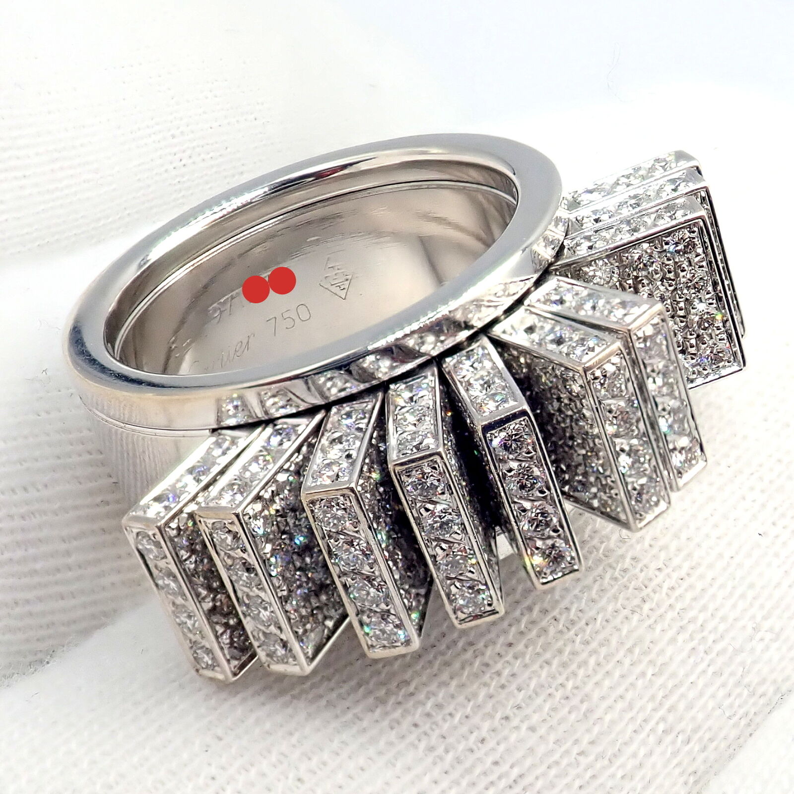 Authentic Cartier 18K White Gold Diamond Fan Ring - Luxury Jewelry for Women, Perfect for Weddings, Anniversaries & Special Occasions