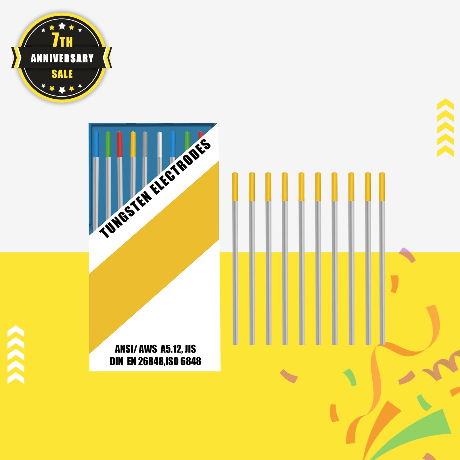 Premium SSimder WL15 Gold TIG Welding Tungsten Electrodes (10-Pack) - High Performance 2% Lanthanated for Stainless Steel & Aluminum - Perfect for DIY, Automotive & Metal Fabrication Projects