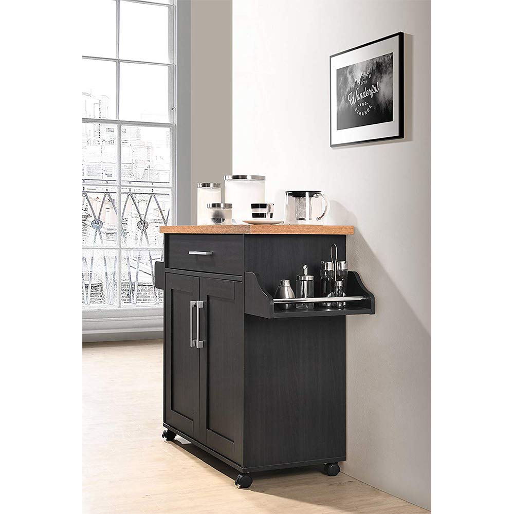 Stainless Steel Kitchen Island Cart with Wheels & Spice Rack - Multi-Storage Utility Cart for Home & Hotel Kitchens