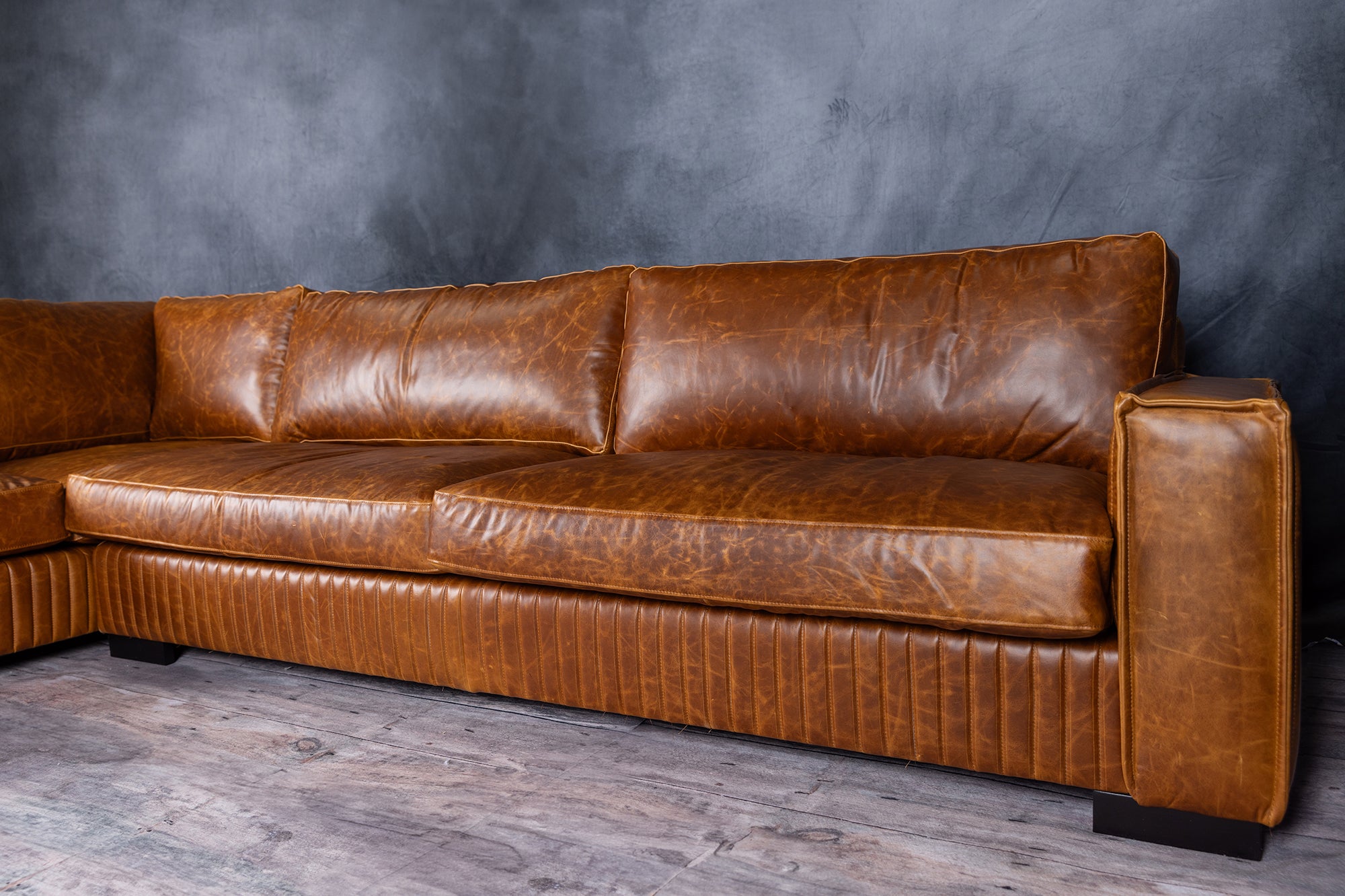 Royal Admiral Genuine Leather Sectional Sofa - Modern L-Shaped Couch for Living Room, Family Room & Home Theater Comfort