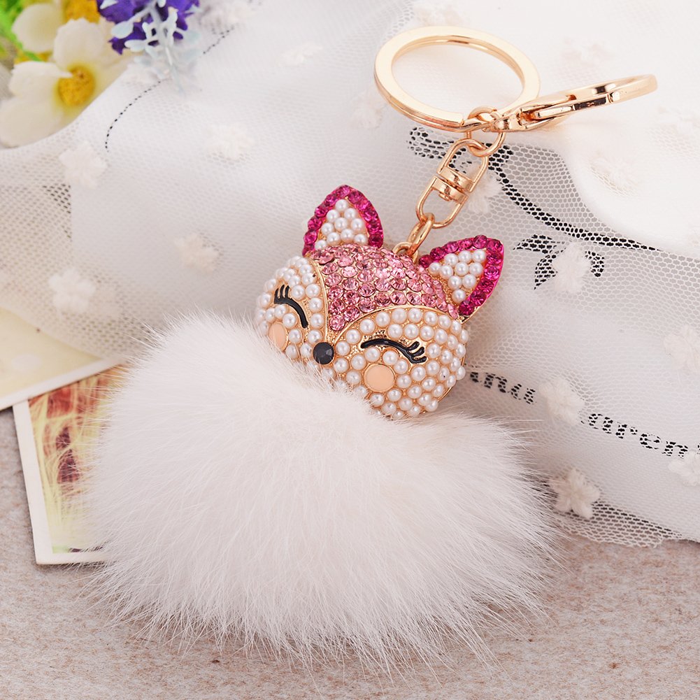 Creative Rabbit Fur Ball Keychain - Cute Animal Key Ring for Car Keys, Bags & Backpacks | Perfect Gift for Pet Lovers & Fashion Accessories