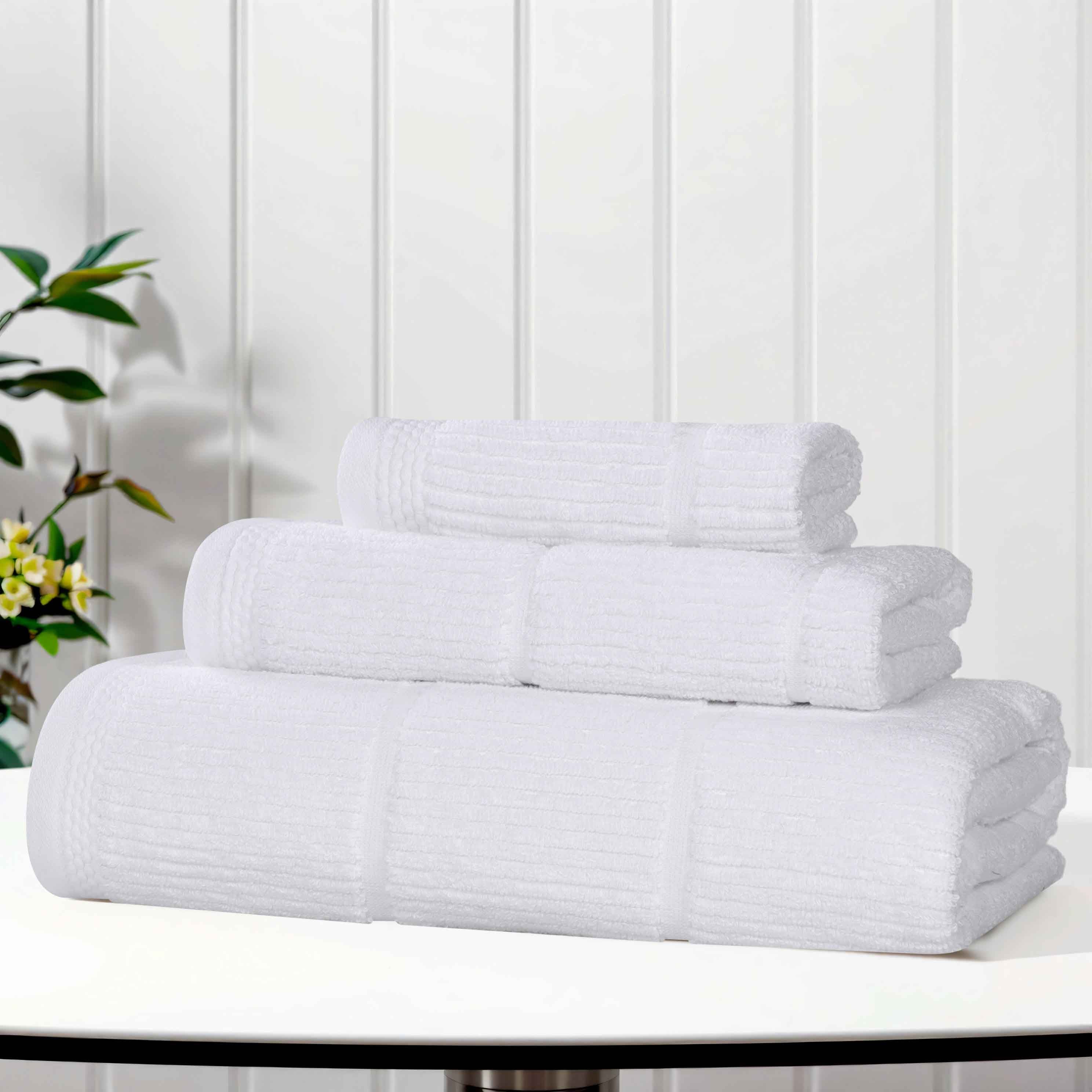 Milo Smart Twist Cotton 3-Piece Towel Set - Soft, Absorbent & Durable Ribbed Design for Bath, Spa & Home Decor - Perfect for Gifts & Luxury Bathroom Essentials