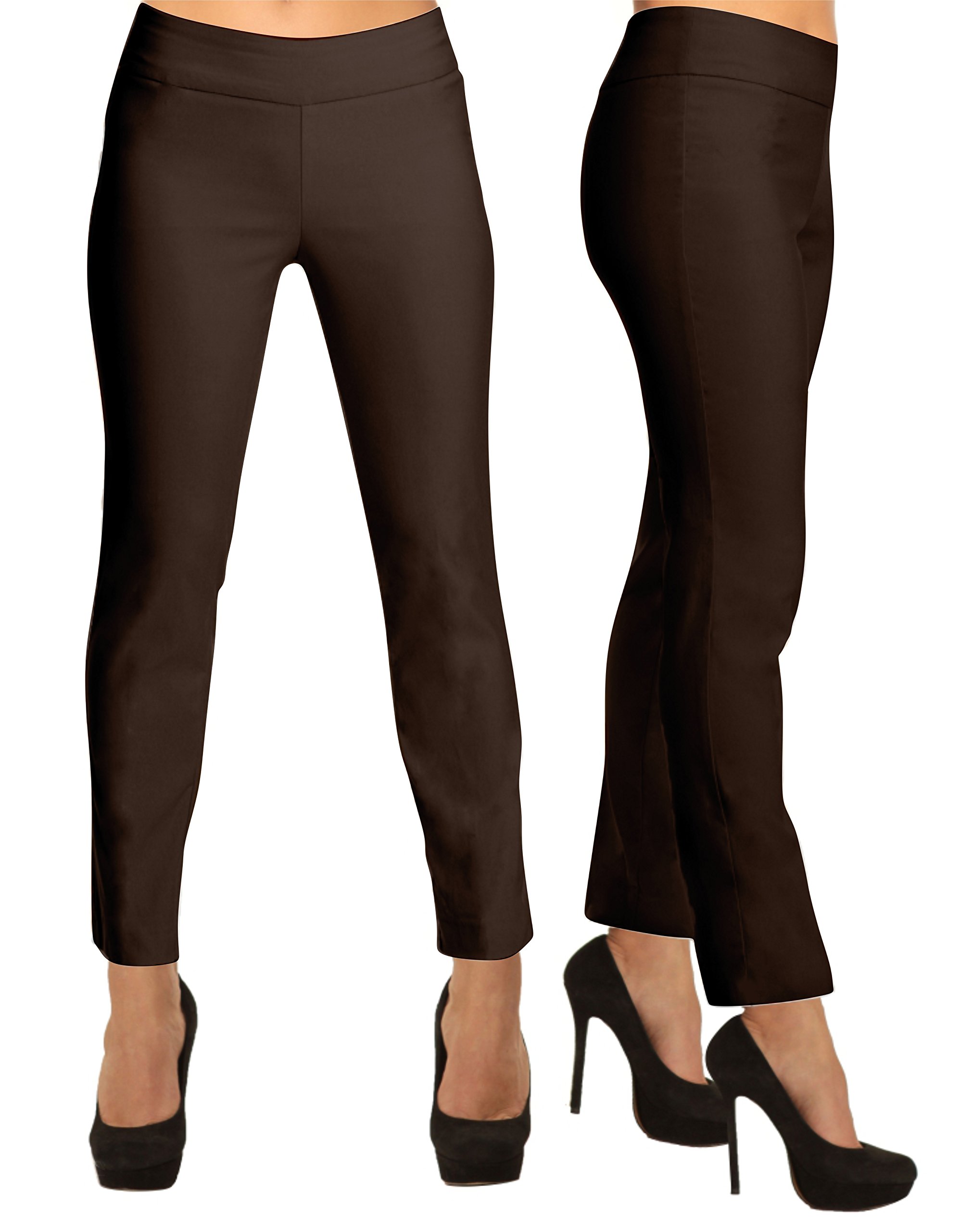 LIOR PARIS Janet Straight Leg Pull On Pants for Women - Comfortable Stretch Trousers with Elastic Waist - Perfect for Work, Office & Casual Wear
