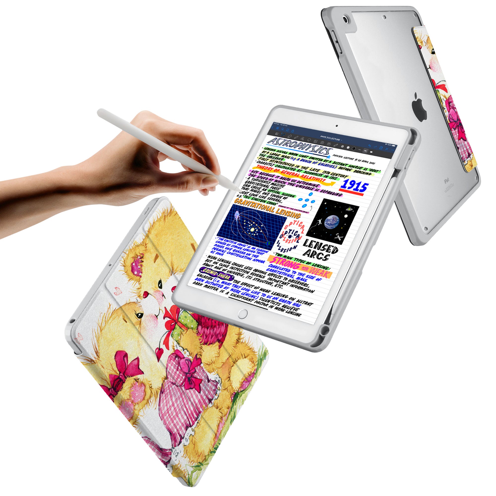 iPad 360 Elite Protective Case with Bear Design - Durable Cover for iPad Air/Pro, Perfect for Work, School & Travel