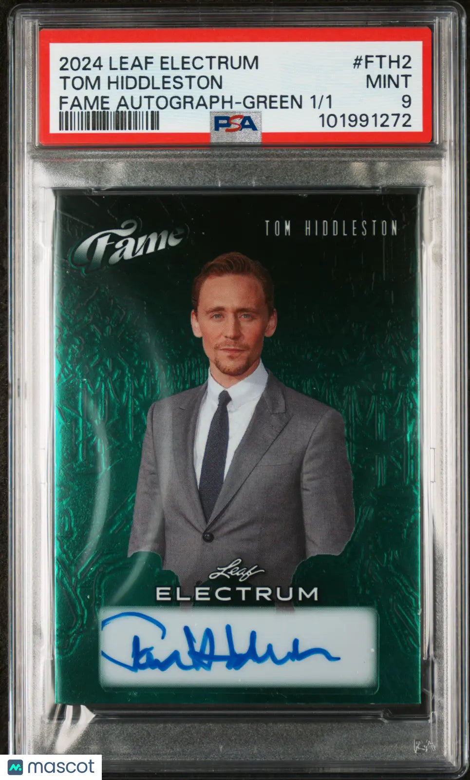 2024 Leaf Electrum Fame Autographs Green Tom Hiddleston PSA 9 1/1 - Rare Signed Trading Card for Collectors & Marvel Fans - Perfect for Display, Investment & Gifting