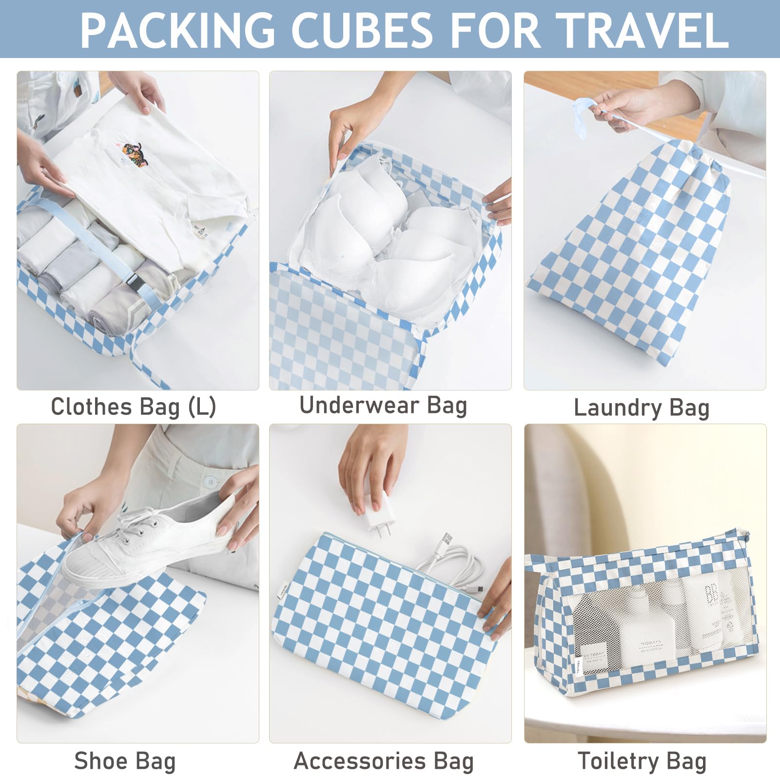 KPX 8-Piece Travel Packing Cubes Set - Luggage Organizers with Large Toiletries Bag for Clothes, Shoes & Cosmetics | Perfect for Vacation, Business Trips & Weekend Getaways