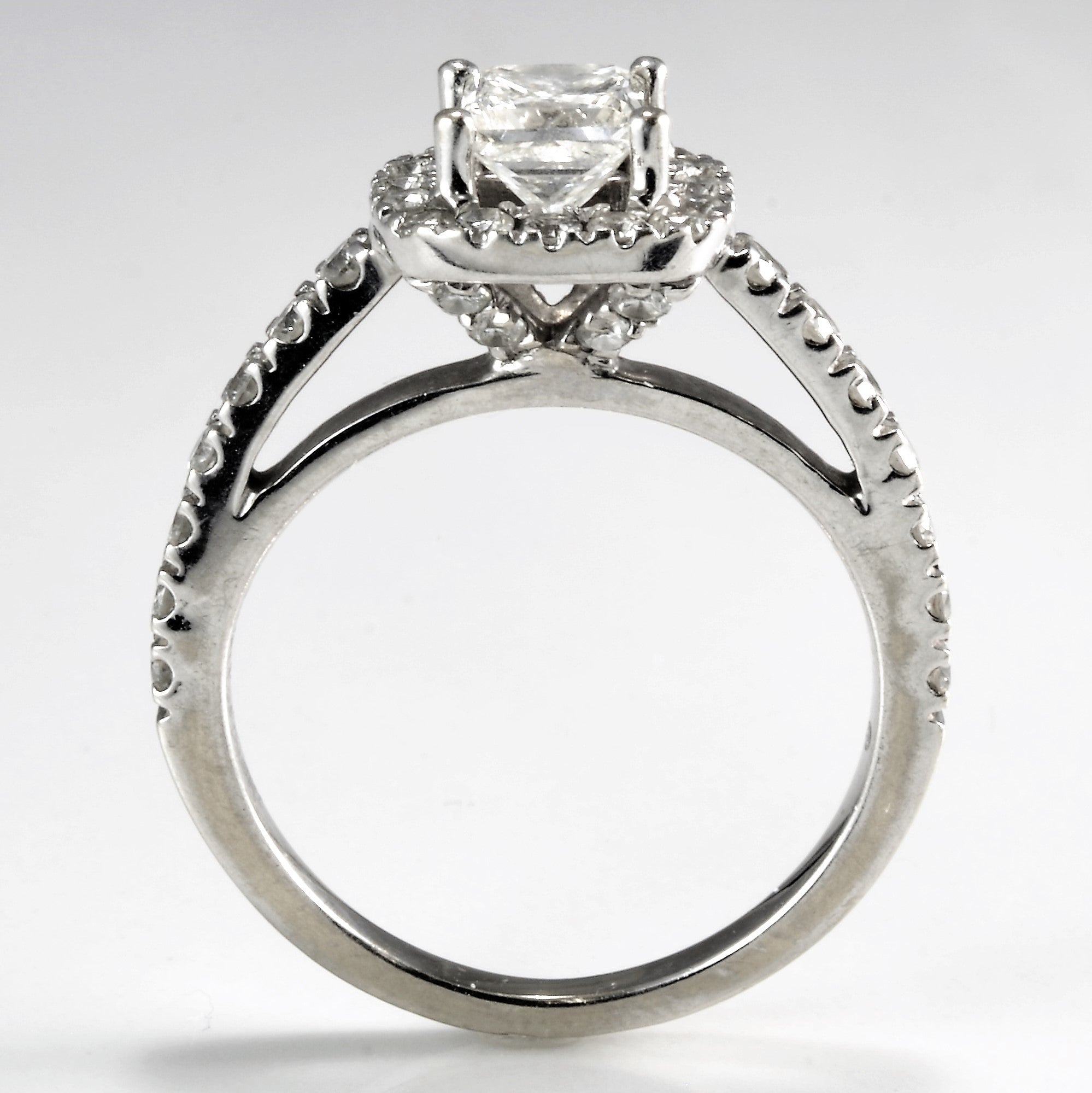 1.15 Carat Princess Cut Diamond Halo Engagement Ring in 14K White Gold | SI1 Clarity | Size 5.75 | Perfect Proposal Gift for Her | Wedding, Anniversary & Valentine's Day Jewelry