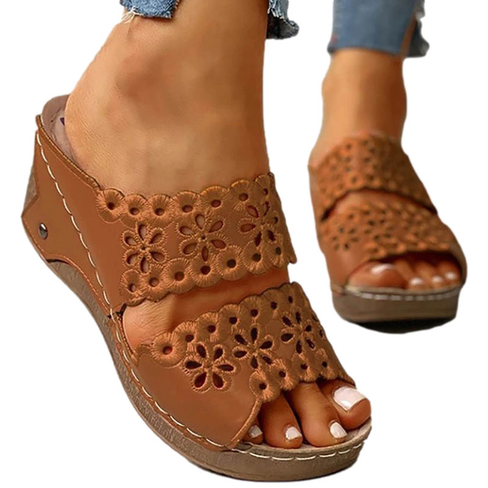 Stylish Women's Open Toe Wedge Sandals - Breathable Hollow Out Design Summer Casual Slip-On Platform Shoes for Women | Perfect for Beach, Vacation & Everyday Wear