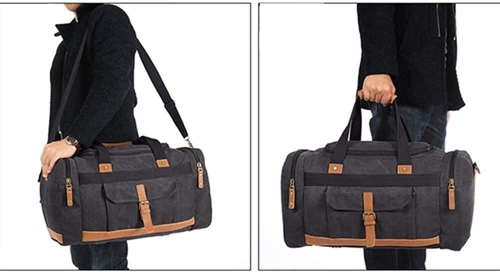 Premium Canvas Travel Duffel Bag for Men & Women - Large Weekender Overnight Gym Bag - Perfect for Weekend Getaways, Gym Workouts & Business Trips (Color: A)