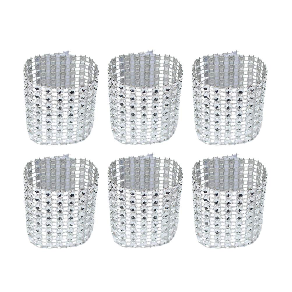 Elegant Silver Napkin Ring Holders Set of 24 with Rhinestone Decorations - Perfect for Wedding, Party, and Table Setting Decor