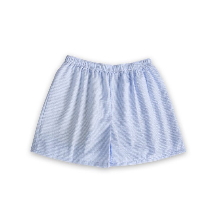 Blue Seersucker Pajama Shorts for Men - Medium Size, Comfortable Sleepwear for Summer & Lounge Wear at Home