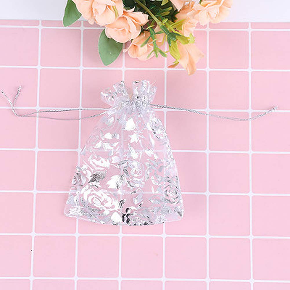 50 Pack Sheer Coralline Organza Gift Bags - Elegant Jewelry Pouches for Wedding Favors, Party Decorations & Special Occasions | Perfect for Bridal Showers, Baby Showers & Birthday Celebrations