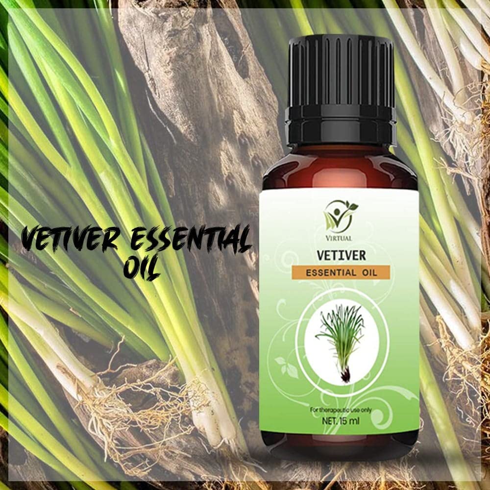 100% Pure Vetiver Essential Oil - Undiluted Therapeutic Grade for Hair Growth, Skin Care & Aromatherapy (15ml) | Natural Face Moisturizer, Stress Relief & Relaxation