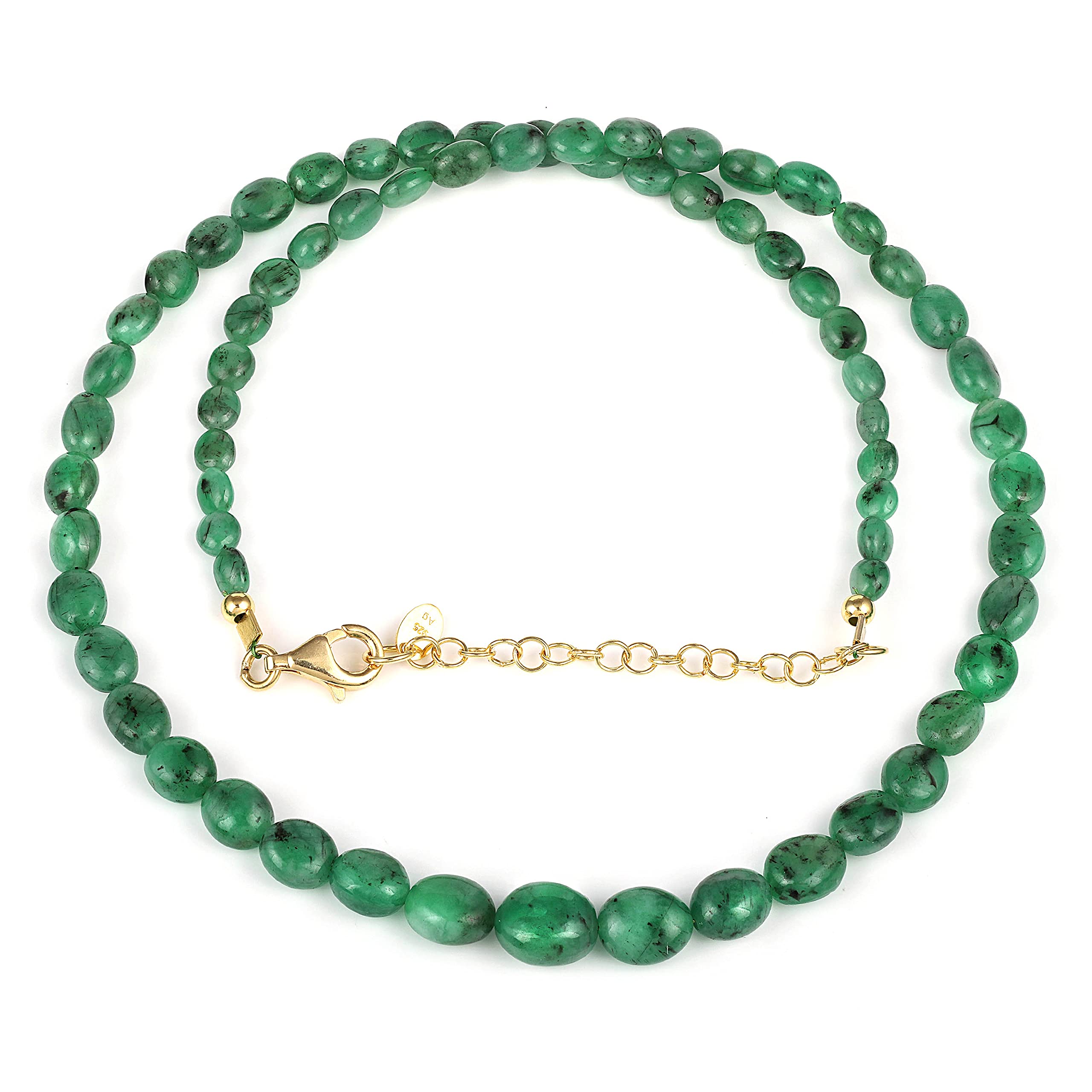 Natural Gemstone Beaded Matinee Necklace for Women & Girls - 50cm Handmade Healing Jewelry with 925 Sterling Silver Chain & Lock - Perfect Christmas & Birthday Gift - Ideal for Meditation, Yoga & Spiritual Healing
