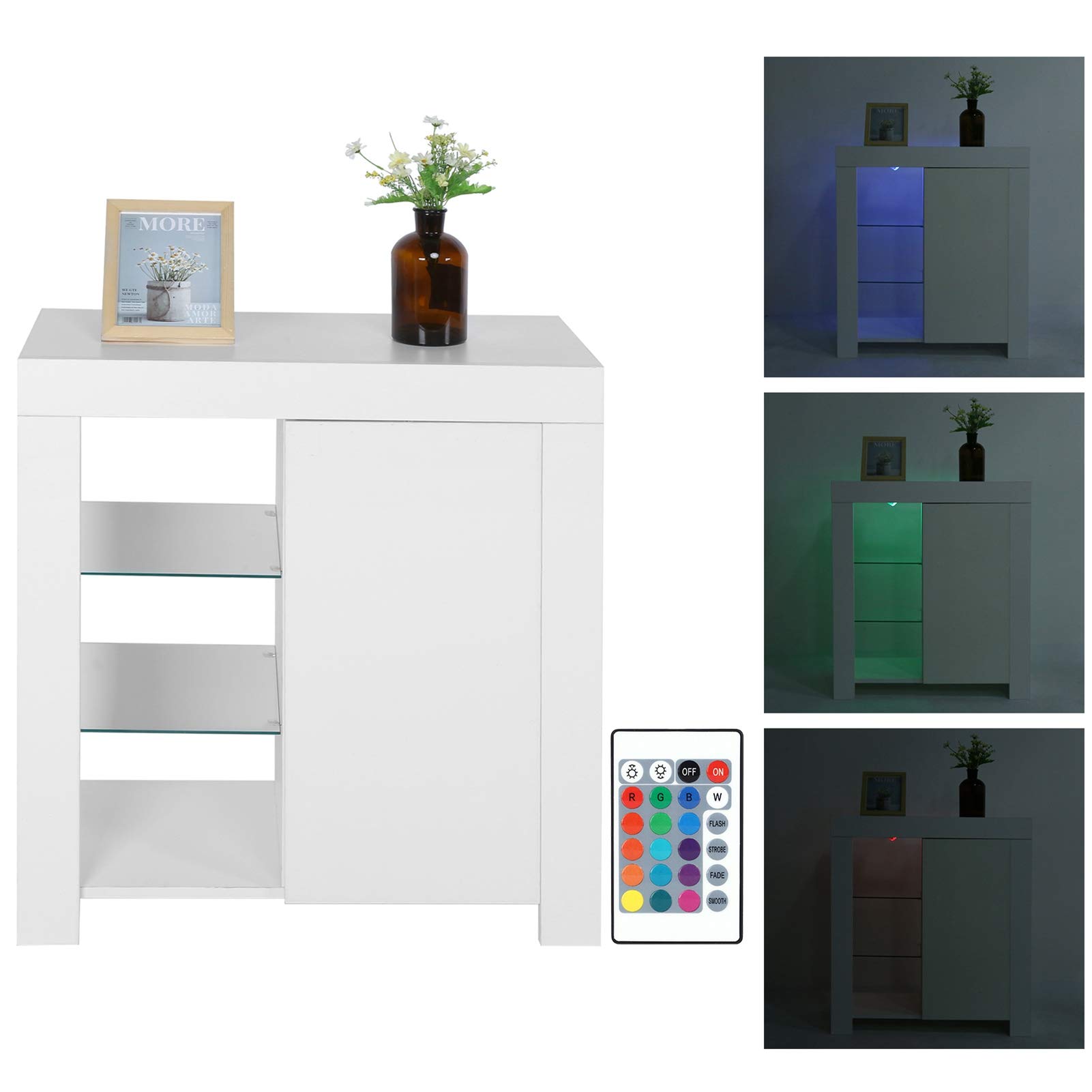 HURRISE Modern Kitchen Sideboard with LED Lights - 3-Tier Storage Cabinet for Dining Room & Living Room | Perfect for Home Organization, Entertaining & Stylish Storage Solutions
