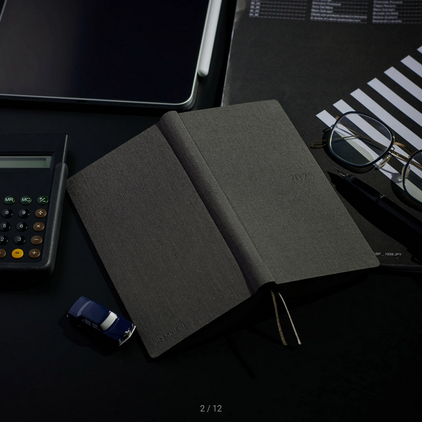 Hobonichi Weeks MEGA 2025 Planner - Smoke Gray Hardcover Weekly Notebook with Horizontal Layout (English Edition) | January Start, Monday Start | Perfect for Bullet Journaling, Work Planning & Personal Organization