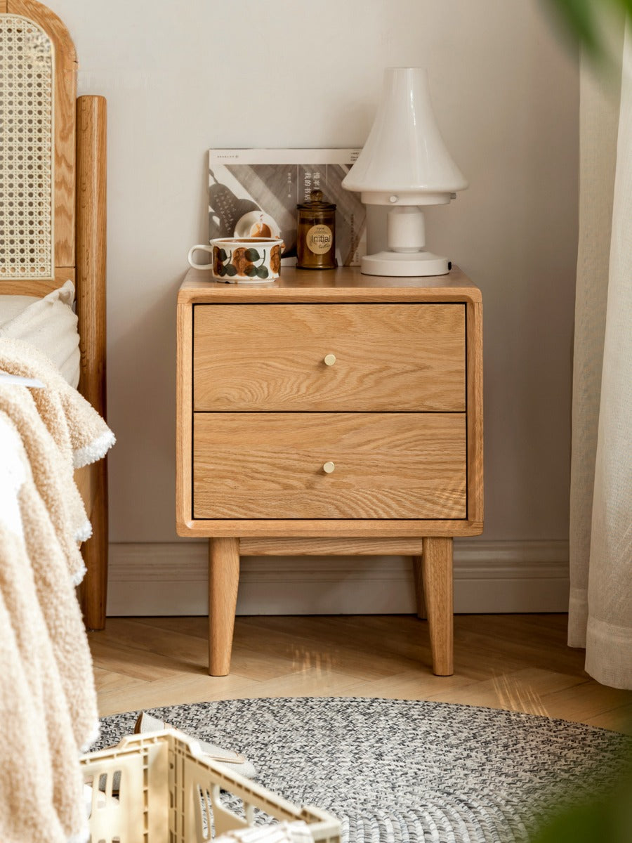 Solid Wood Nightstand - Beech or Oak Bedside Table for Bedroom, Modern & Rustic Home Decor, Durable and Stylish Storage Solution