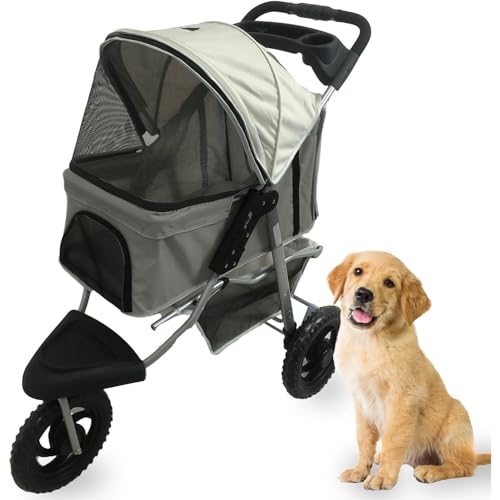 3 wheel Stroller w/ Basket-L Grey