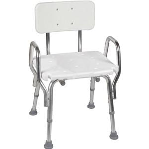 DMI Shower Chair with Backrest & Aluminum Frame - Lightweight Bath Seat for Elderly, Disabled & Seniors - Non-Slip Adjustable Height Shower Stool for Bathroom Safety & Comfort