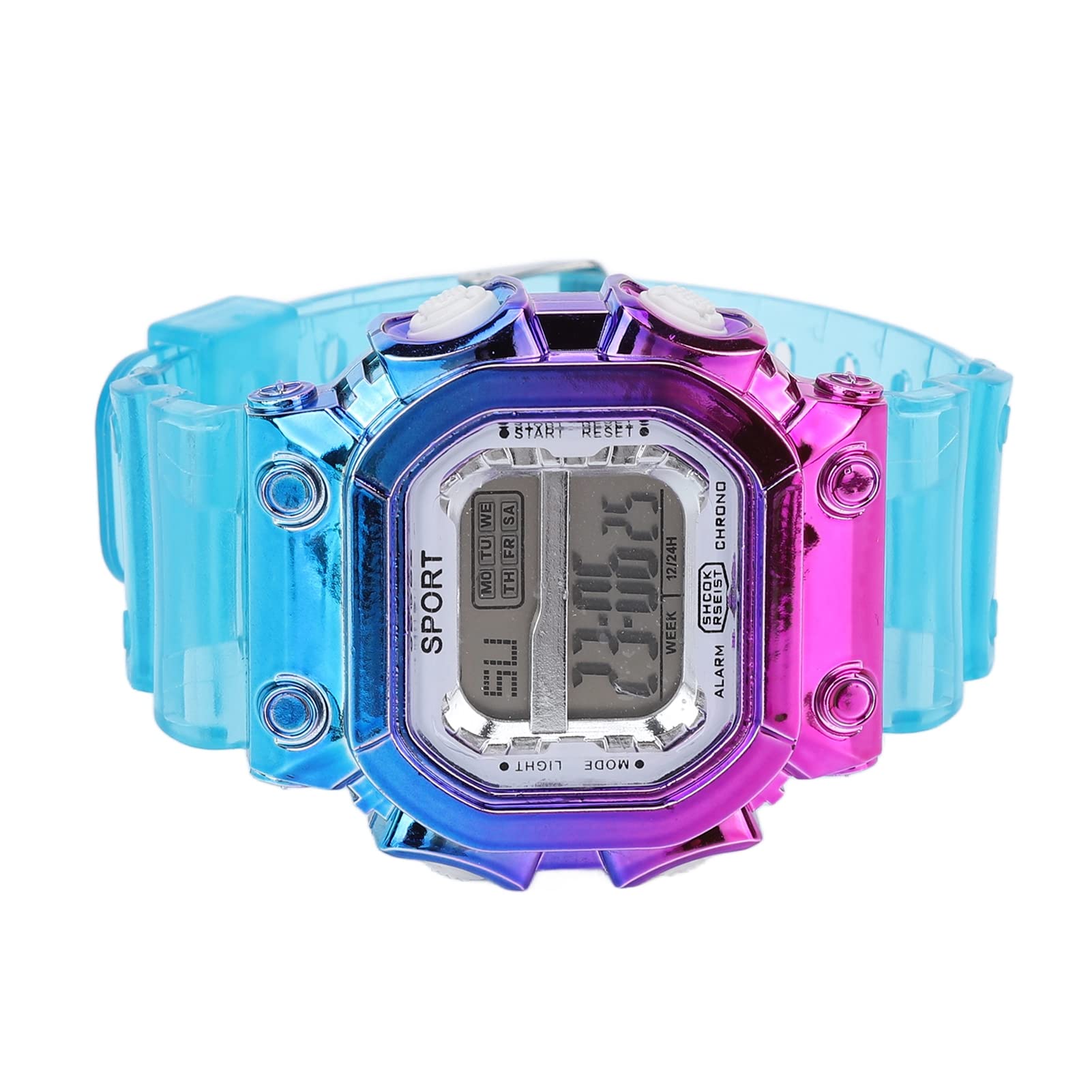Pasamer Gradient Color Digital Alarm Clock - Purple & Blue LED Display for Bedroom, Office, and Outdoor Use | Modern Stylish Timepiece with USB Charging Port