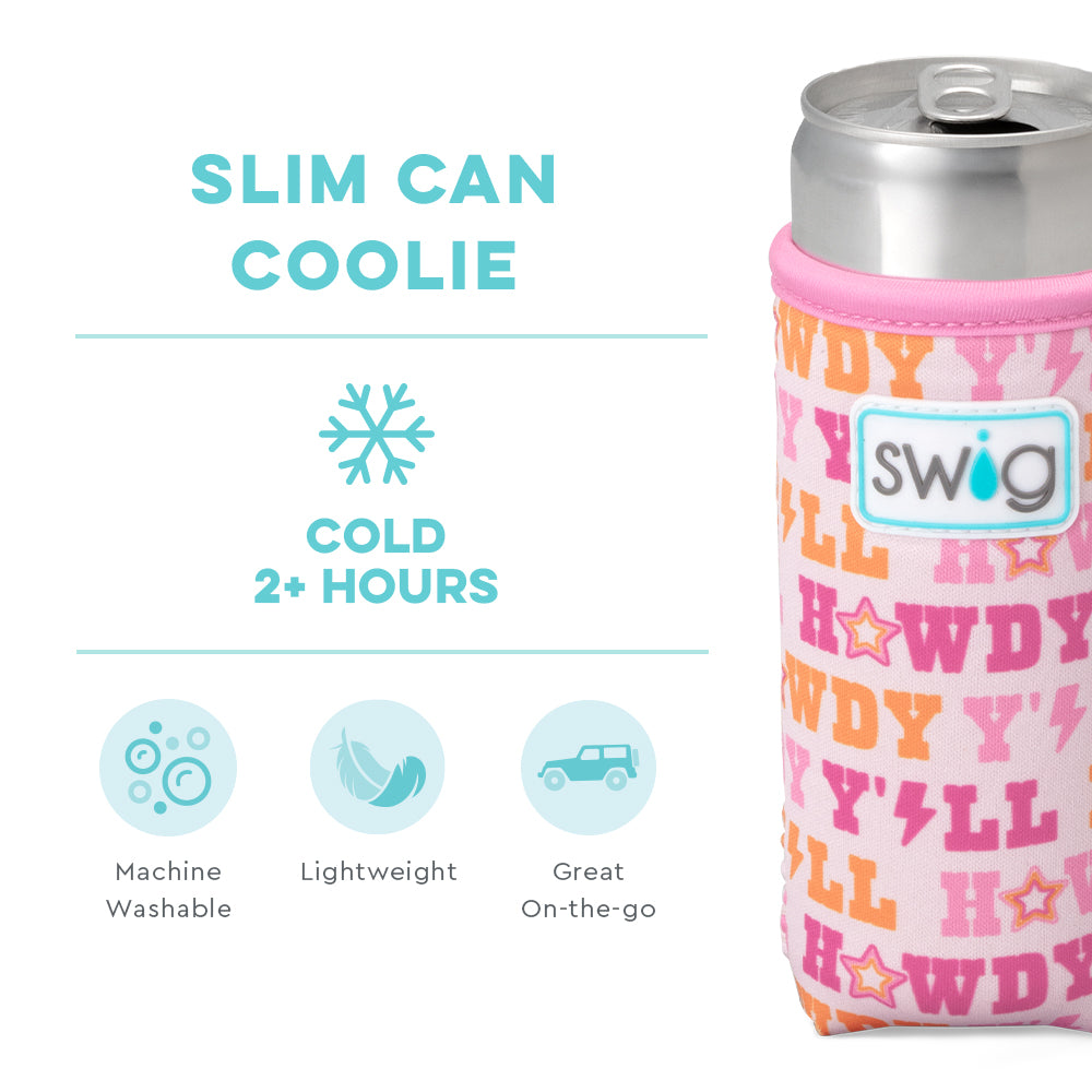 Howdy Y'all Slim Can Cooler - Insulated Beverage Sleeve for 12oz Cans - Perfect for Camping, BBQs, and Outdoor Parties