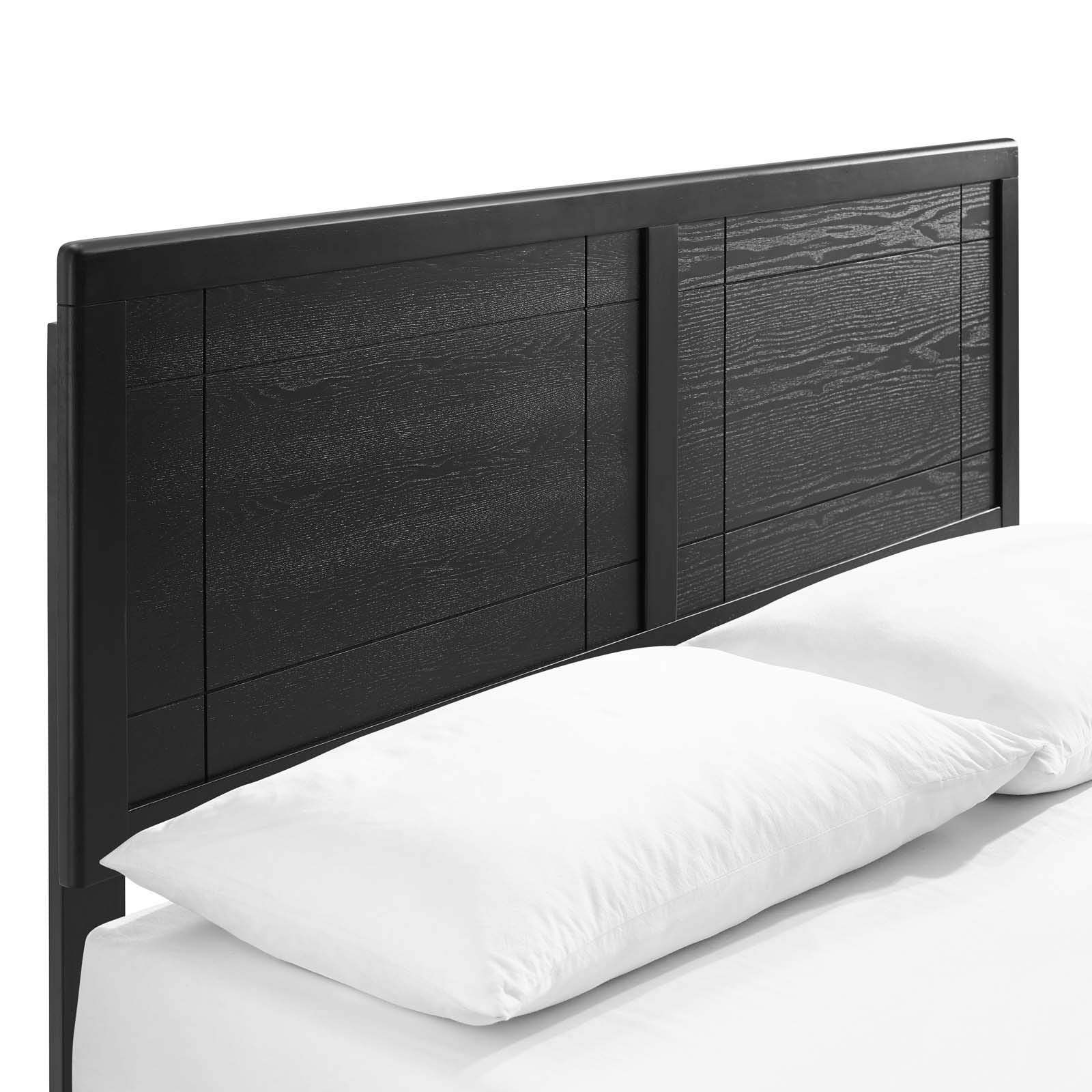 Modway MOD-6625-BLK Marlee Full Size Wood Platform Bed Frame with Angular Design, Black - Modern Bedroom Furniture for Small Spaces & Guest Rooms