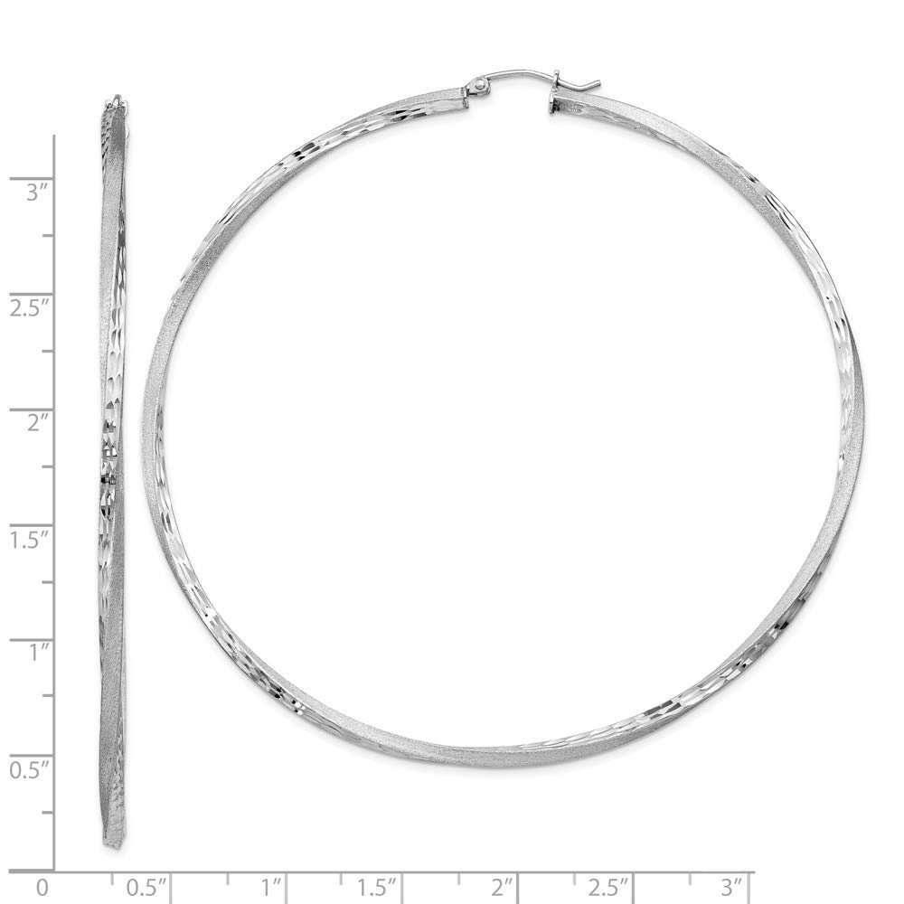 Sterling Silver Hoop Earrings for Women - 82mm (3.2 Inch) White Elegant Hoops | Perfect for Everyday Wear, Parties & Gifts