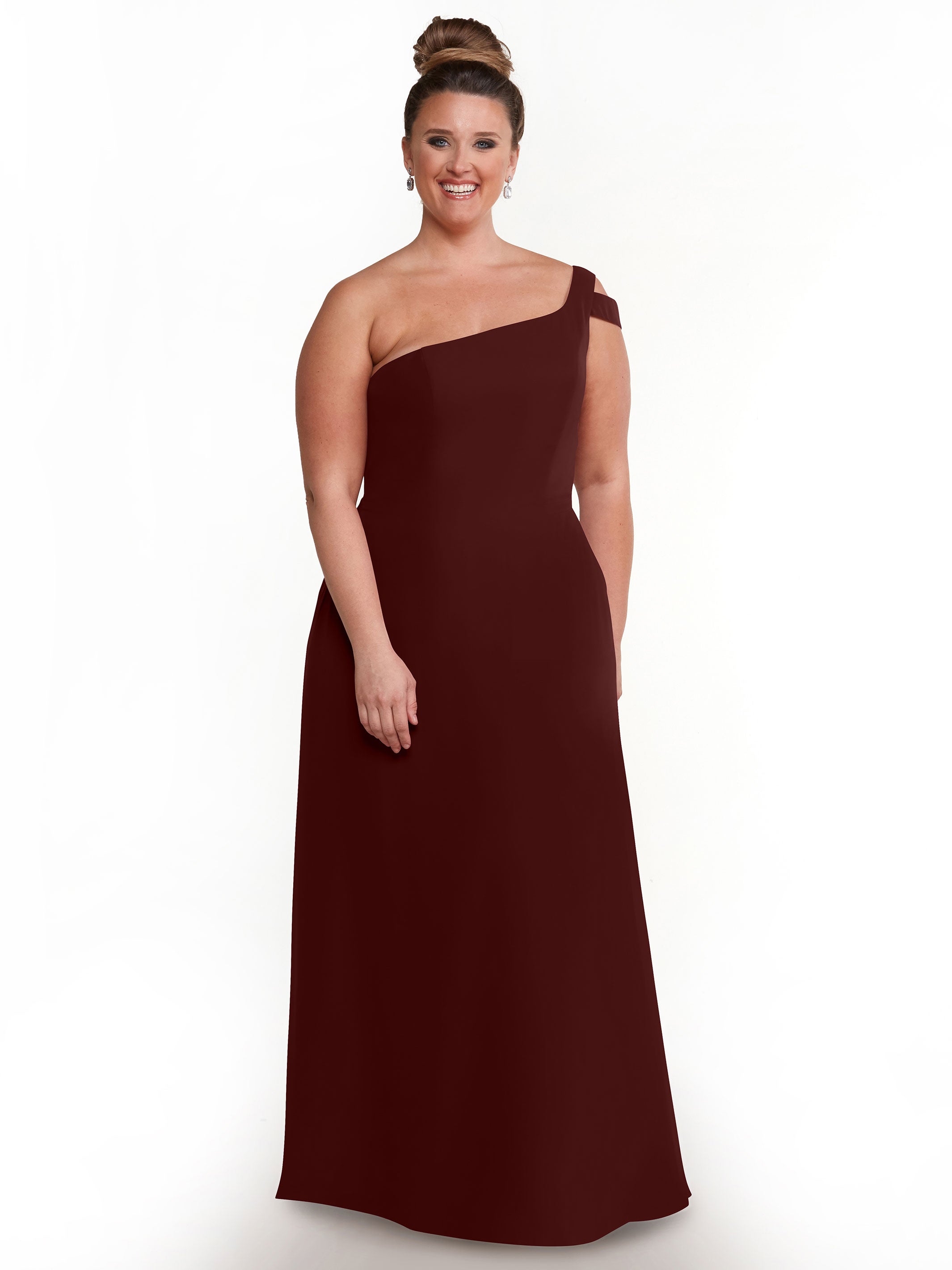 Elegant 80139 Chiffon A-Line One Shoulder Bridesmaid Dress with High Slit - Perfect for Weddings, Prom & Formal Events