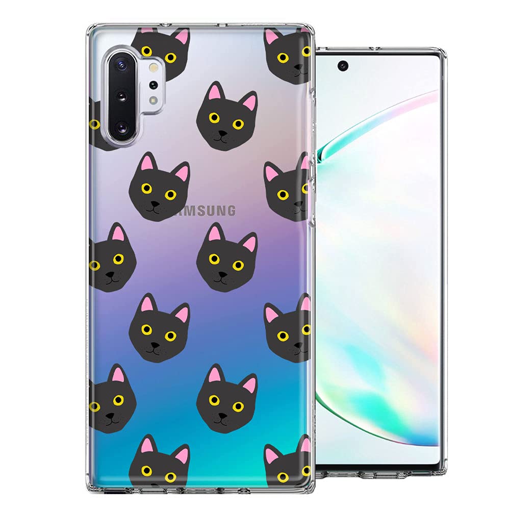 Samsung Galaxy Note 10 Plus Case - Black Cat Polkadot Design Dual Layer Protective Phone Cover for Shock Absorption | Perfect for Everyday Use, Travel & Outdoor Activities
